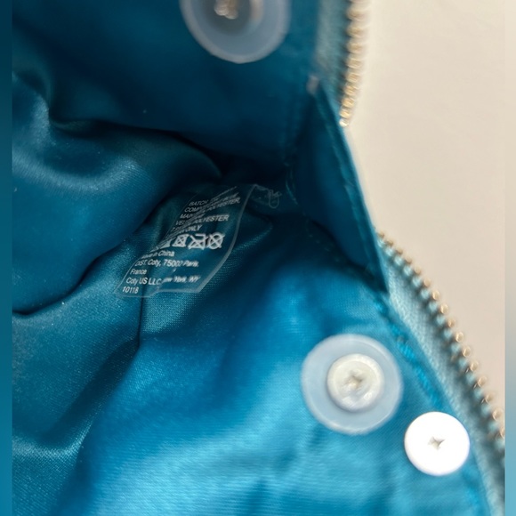 Miu Miu blue mini velvet pouch with pearl handle & Crossbody chain - Picture 7 of 13